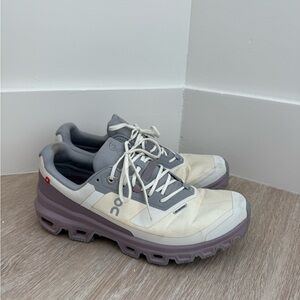 On Cloudventure Waterproof Sneakers in White & Dusty Purple